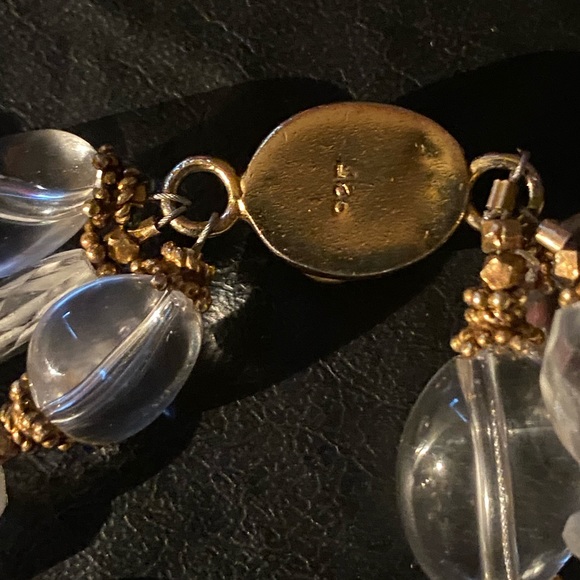 Vintage Crystal glass and gold 3 strand bracelet. - Picture 10 of 17